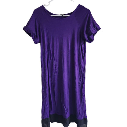 Daisy Fuentes Womens Sz M Purple and Black Short Sleeve Nightgown