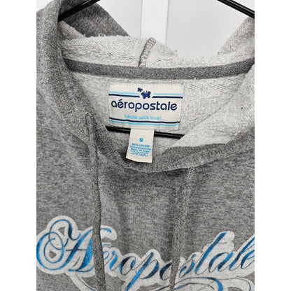 Vintage Y2K Aeropostale Womens Sz S Hoodie Sweatshirt Gray Blue 2000s