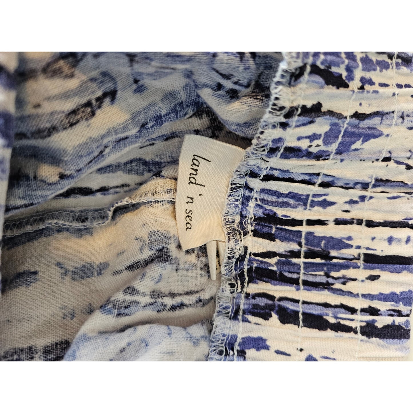 Land N Sea Womens Sz M Wide Leg Pull On Linen Pants Black White Beachy