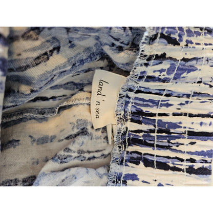 Land N Sea Womens Sz M Wide Leg Pull On Linen Pants Black White Beachy