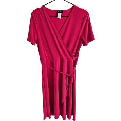 Star Vixen Womens Sz M Knee Length Dark Pink Faux Wrap Dress