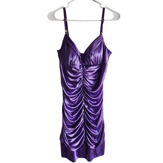 Vintage Y2K City Triangles Womens Sz S Knee Length Bodycon Dress Purple Shiny