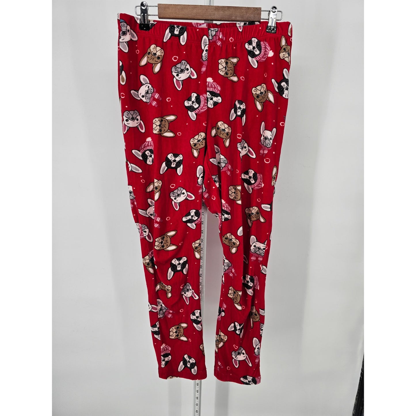 Secret Treasures Womens Sz M Pajama Lounge Pants English Bulldog Dog Print Red