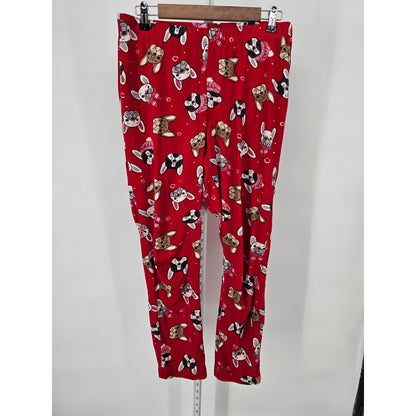 Secret Treasures Womens Sz M Pajama Lounge Pants English Bulldog Dog Print Red
