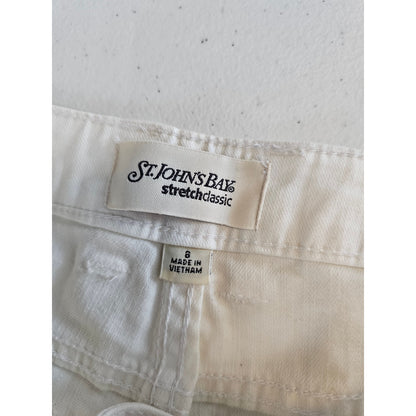St Johns Bay Womens Sz 8 Slim Leg Mid Rise Jeans White