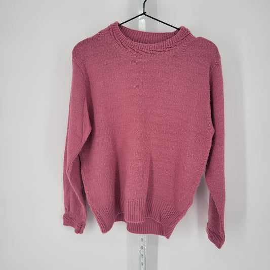 Haband Womens Sz S Dark Blush Pink Knit Sweater Crew Neck