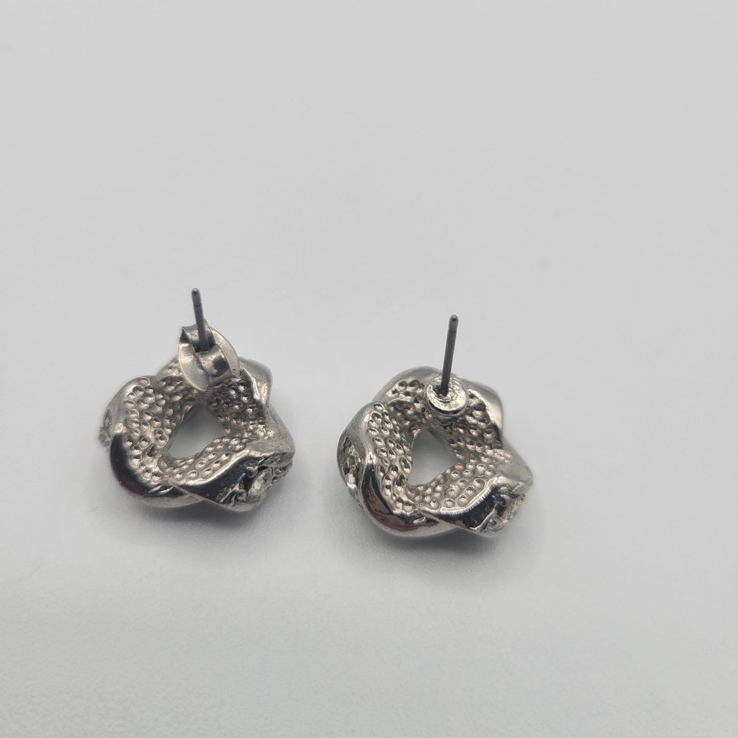 Vintage BARCS Silver TONE Amber Orange Glass CABOCHON Clip ON Earrings