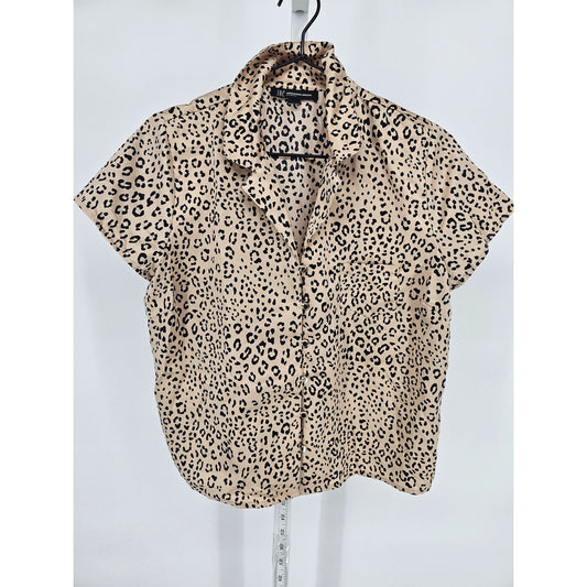 INC International Concepts Womens Sz S Leopard Print Satin Pajama Sleep Shirt