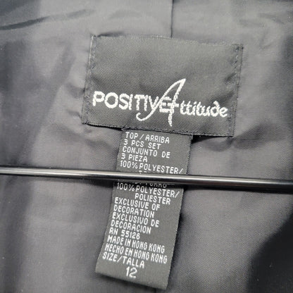 Vintage Positive Attitude Womens Sz 12 Formal Jacket Black Beaded Blazer