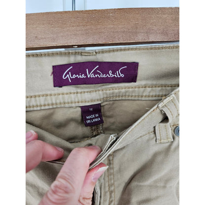 Gloria Vanderbilt Womens Sz 12 Chino Capri Pants Beige Khaki