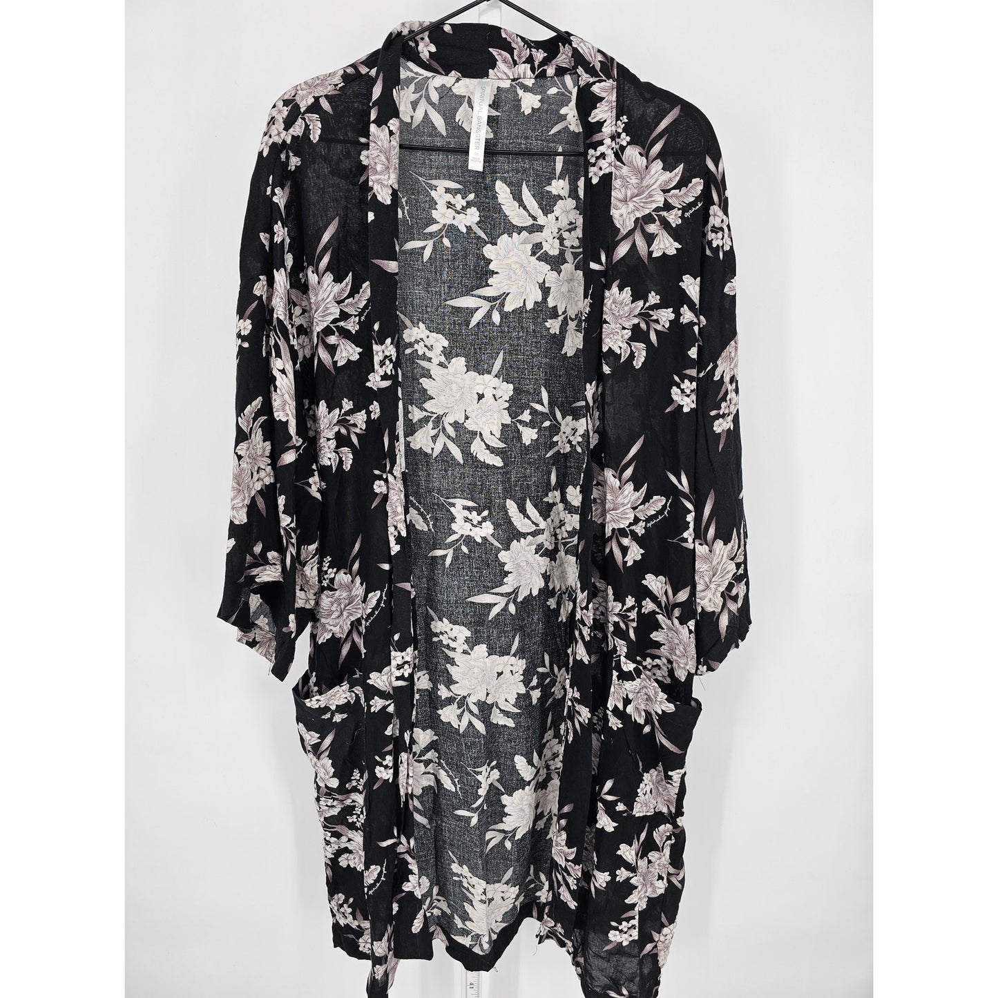 Spiritual Gangster Womens OS One Size Robe Long Sleeve Knee Length Floral