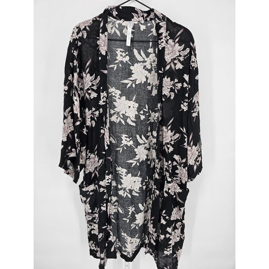 Spiritual Gangster Womens OS One Size Robe Long Sleeve Knee Length Floral