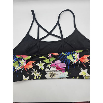 SO Juniros Sz L Sports Bra Strappy Colorful Floral