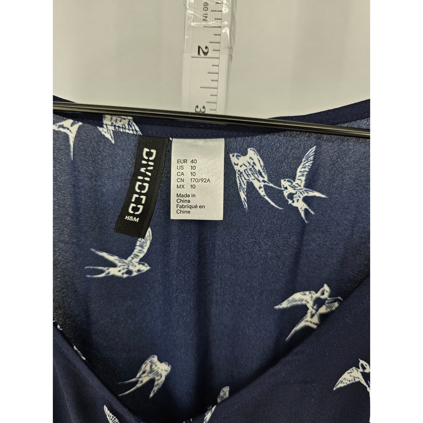 Divided by H&M Womens Sz 10 Long Sleeve Above Knee Dress Sparrow Bird Print
