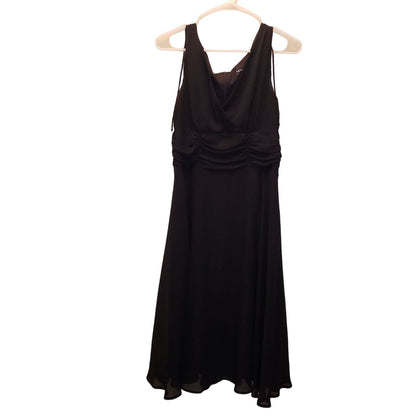 Connected Apparel Womens Sz 10P Formal Black Dress Midi Draped