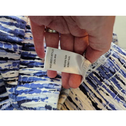 Land N Sea Womens Sz M Wide Leg Pull On Linen Pants Black White Beachy