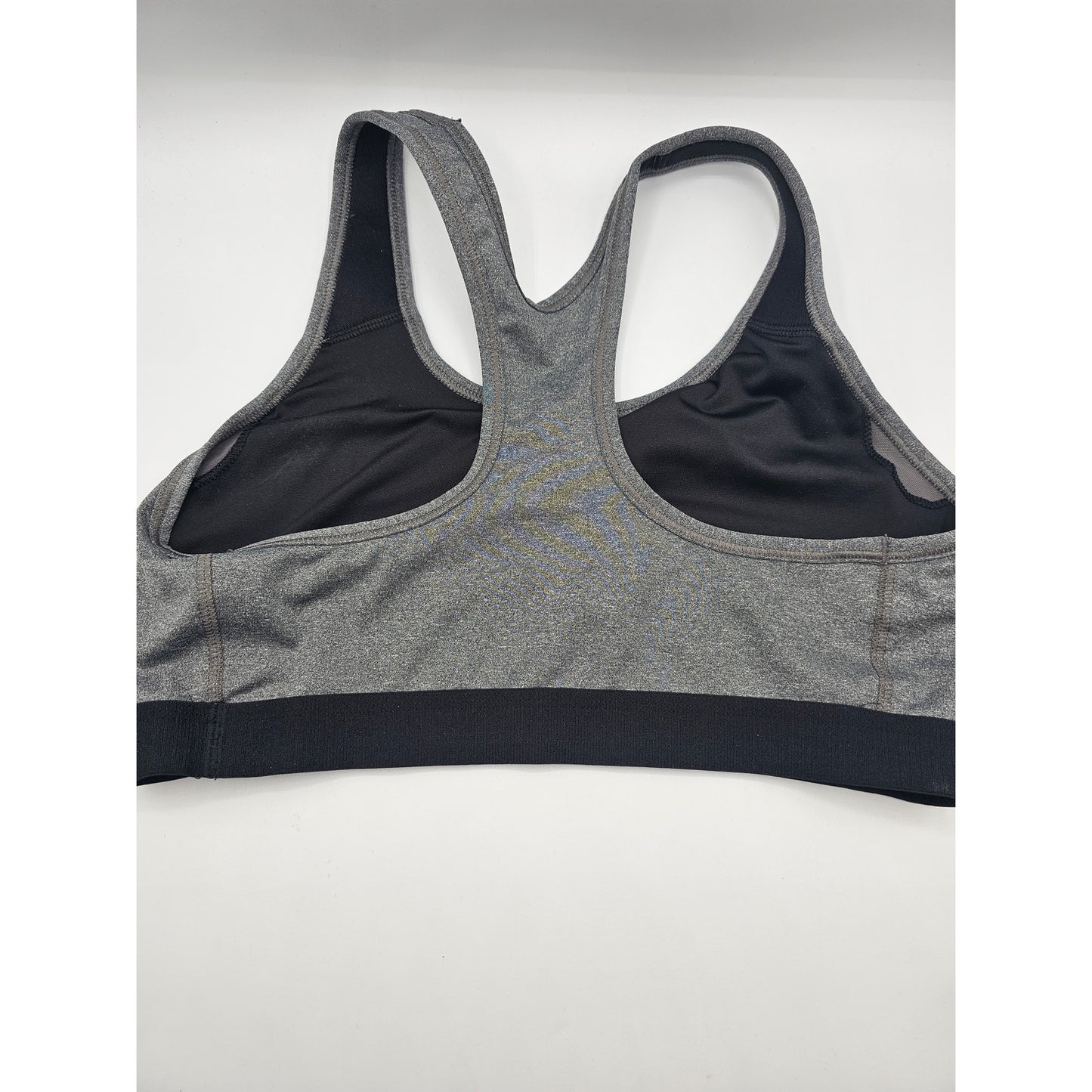 Avia Womens Sz L Racerback Sports Bra Gray Black Compression