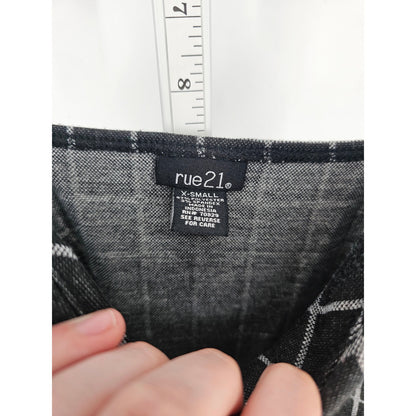 Rue 21 Womens Sz XS Knee Length Fitted Dress Black White Windowpane Plaid