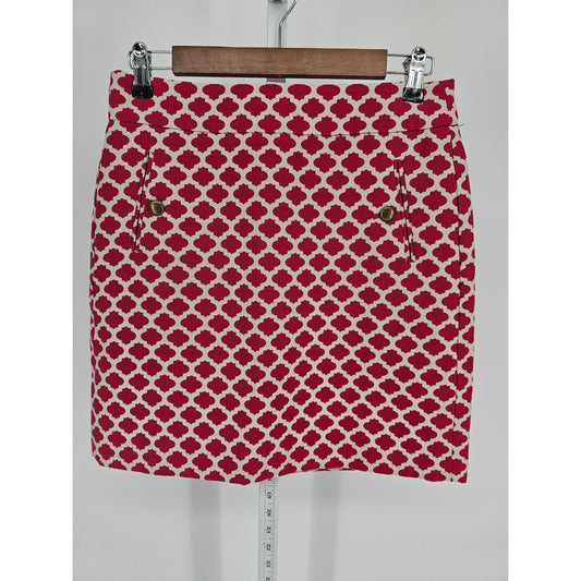 Ann Taylor Loft Womens Sz 0 Straight Career Skirt Thick Knit Red White