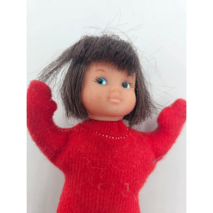 Vintage Uneeda Doll Co Plush Small Red Stuffed Animal Vinyl Head Doll