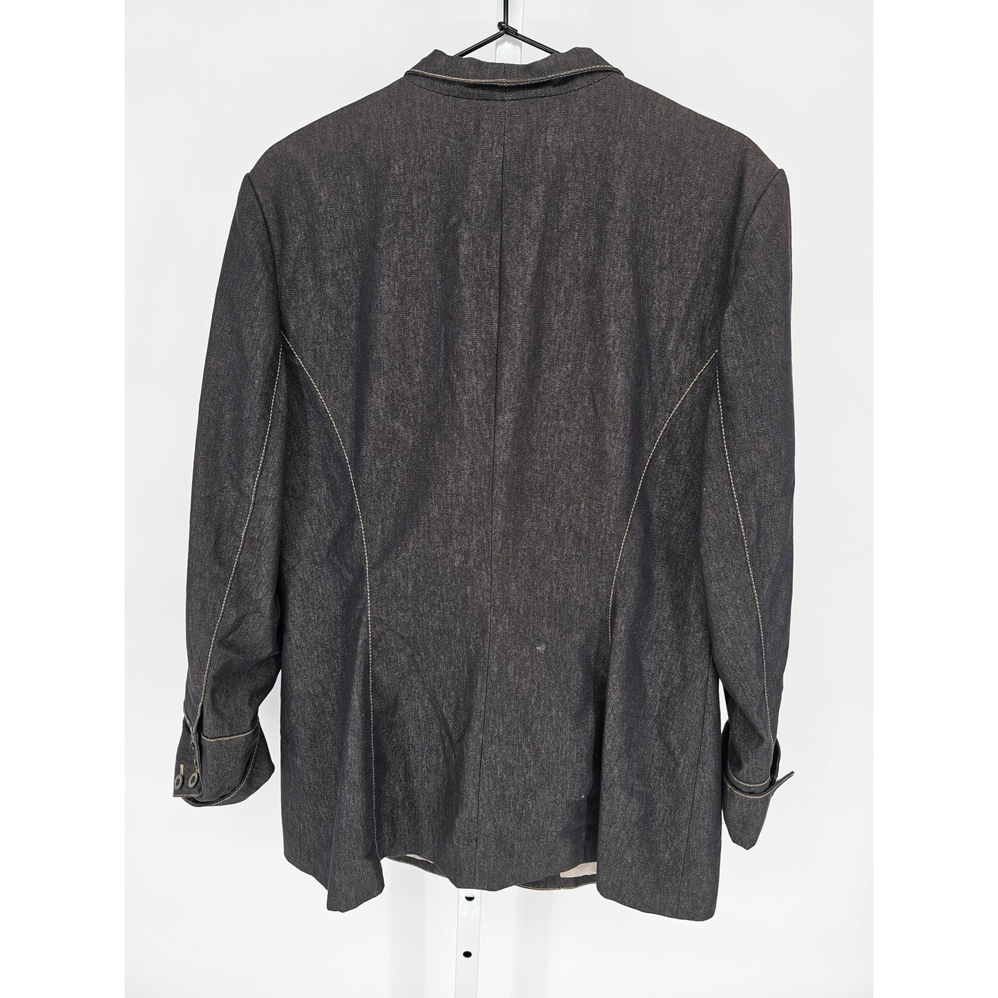 Vintage 1980s Classiques Entier Womens Sz 14 Hip Length Denim Blue Blazer Jacket