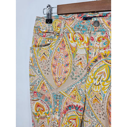 Charter Club Jean Shop Womens Sz 8 Classic Straight Paisley Print Jeans Pastel