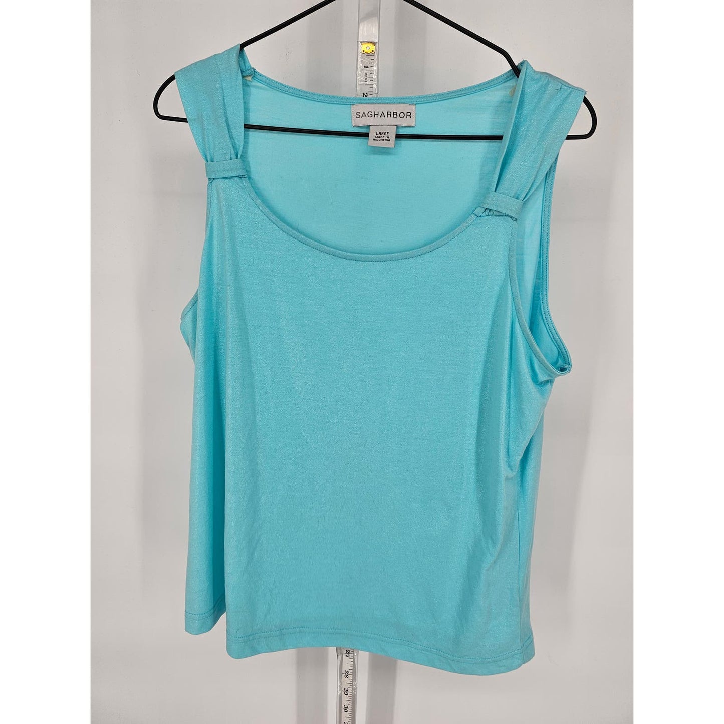 Sag Harbor Womens Sz L Sleeveless Blouse Scoop Neck Light Blue