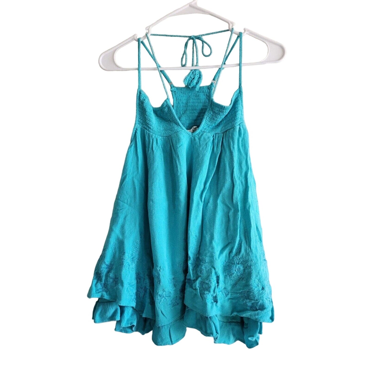 Honey Belle Womens Sz S Strappy Boho Tank Top Teal Turquoise Festival