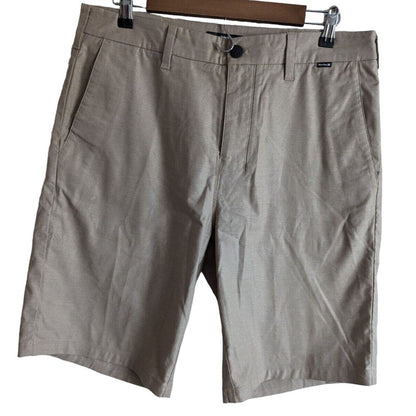 Hurley Mens Sz 32 Classic Flat Front Bermuda Shorts Solid Beige Athletic