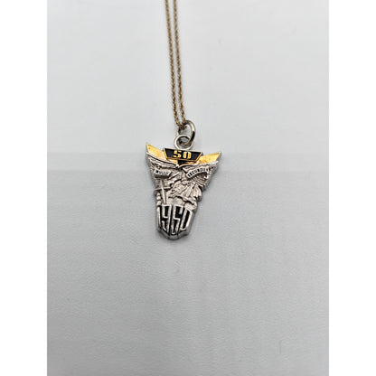 USAF Air Force Pendant Necklace 1960 Silver Tone Charm