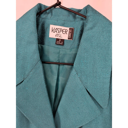 Vintage Kasper ASL Womens Sz 8 Teal Blue Blazer Jacket Career Formal