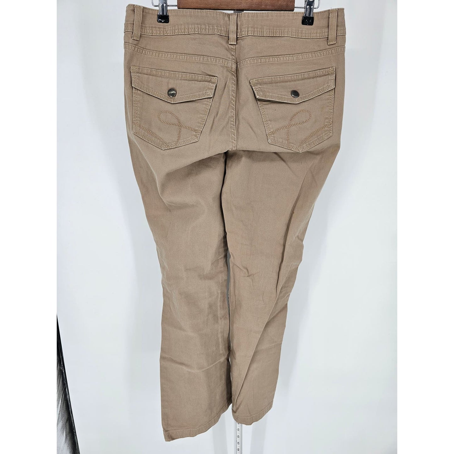 Riders by Lee Womens Sz 12 Bootcut Khaki Pants Beige Flap Pockets