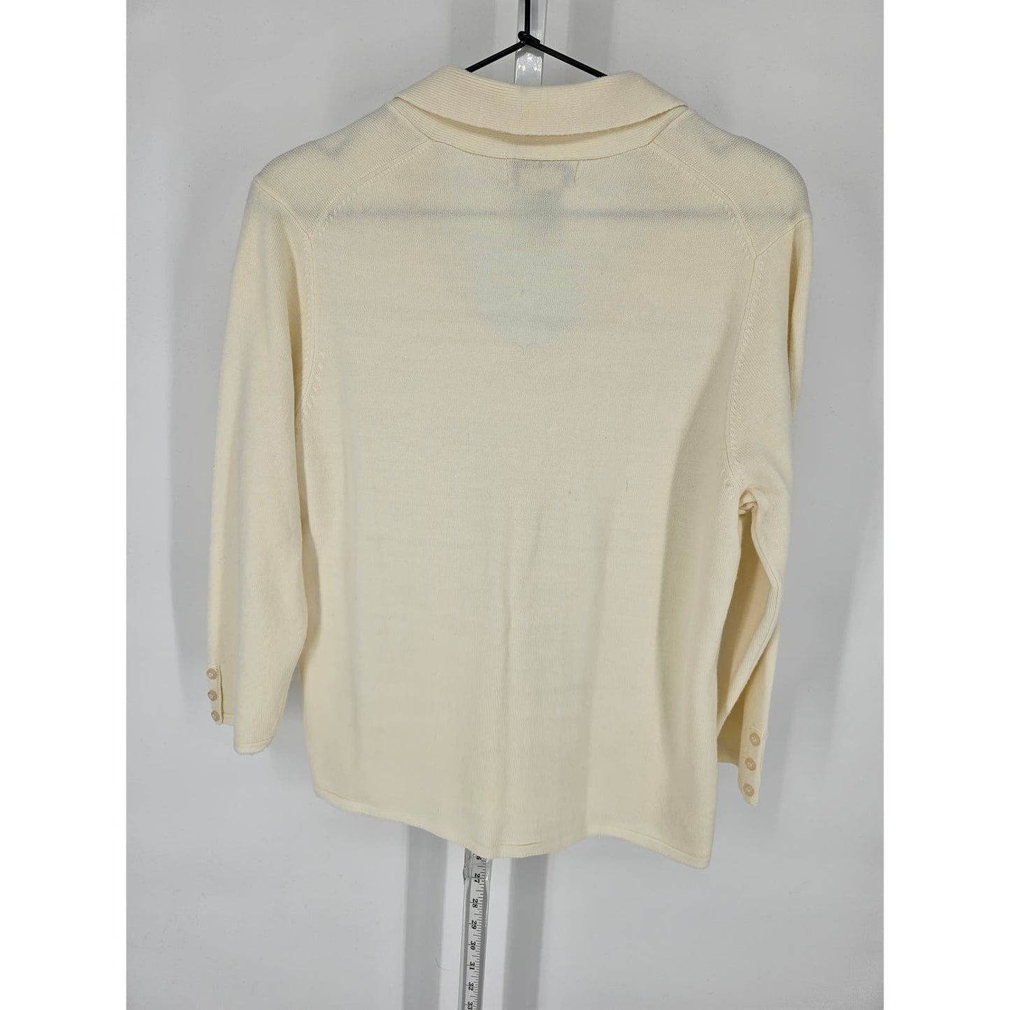 White Stag Womens Sz M Long Sleeve Knit Blouse Bow Front Vintage Cream