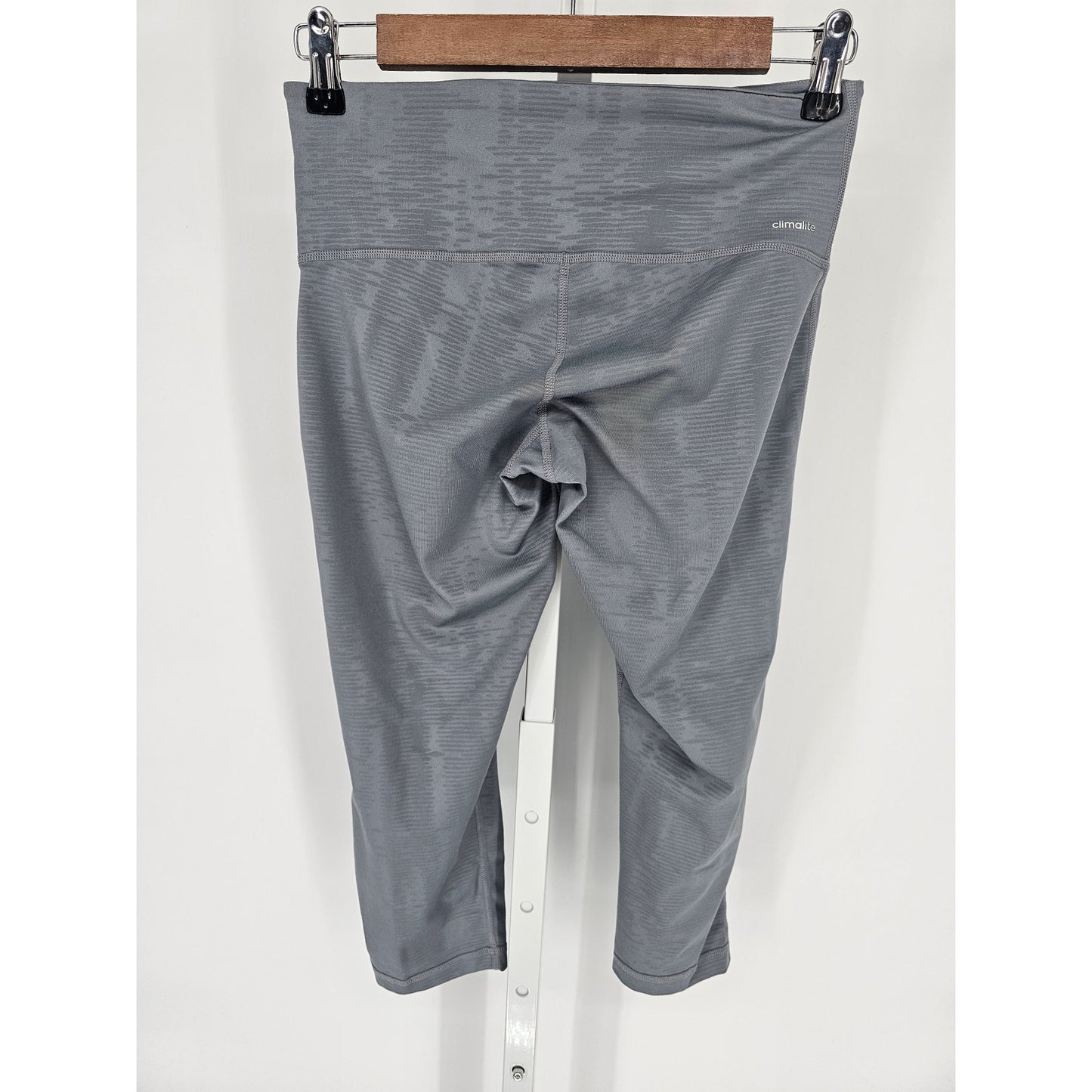 Adidas Womens Sz S Mid Rise Cropped Athletic Leggings Silver Gray