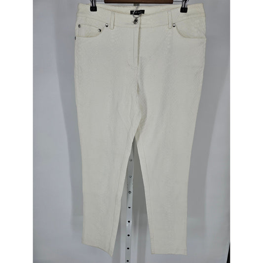 E39 by Eric Womens Sz 8 Snakeskin Print Skinny Jeans Solid White Embossed