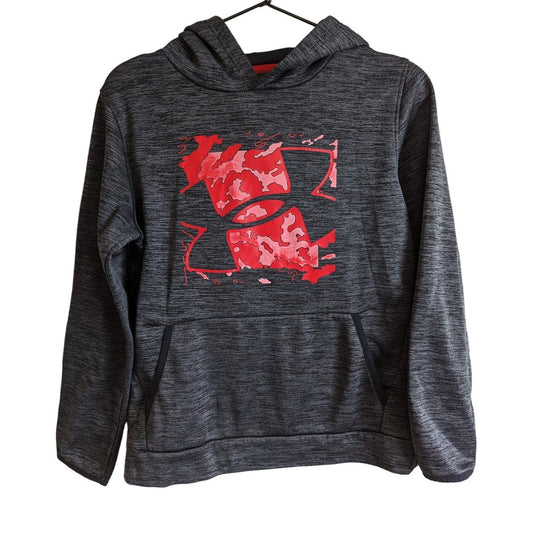 Under Armour Girls Sz L Loose Fit Pullover Athletic Hoodie Pink and Gray