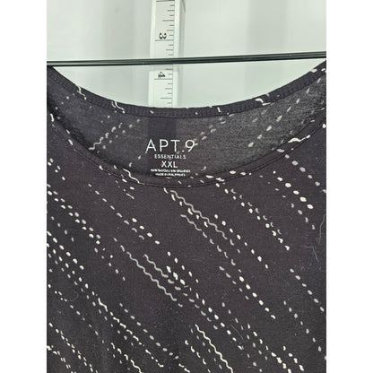 Apt 9 Womens Sz XXL Long Sleeve Slouchy T Shirt Top Black White Print