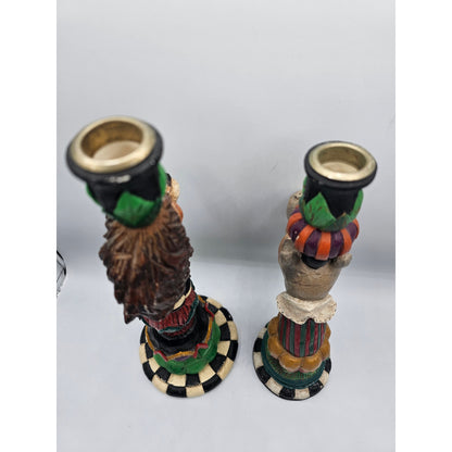 1998 House of Hatten Peggy Fairfax Herrick Whimsical Candlestick Holders 12½"