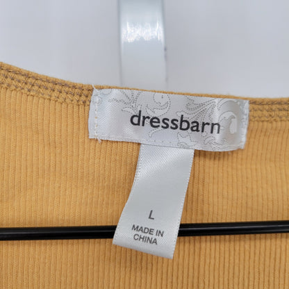 Dressbarn Womens Sz L Tank Top Light Yellow Ribbed Gold Studded Detail