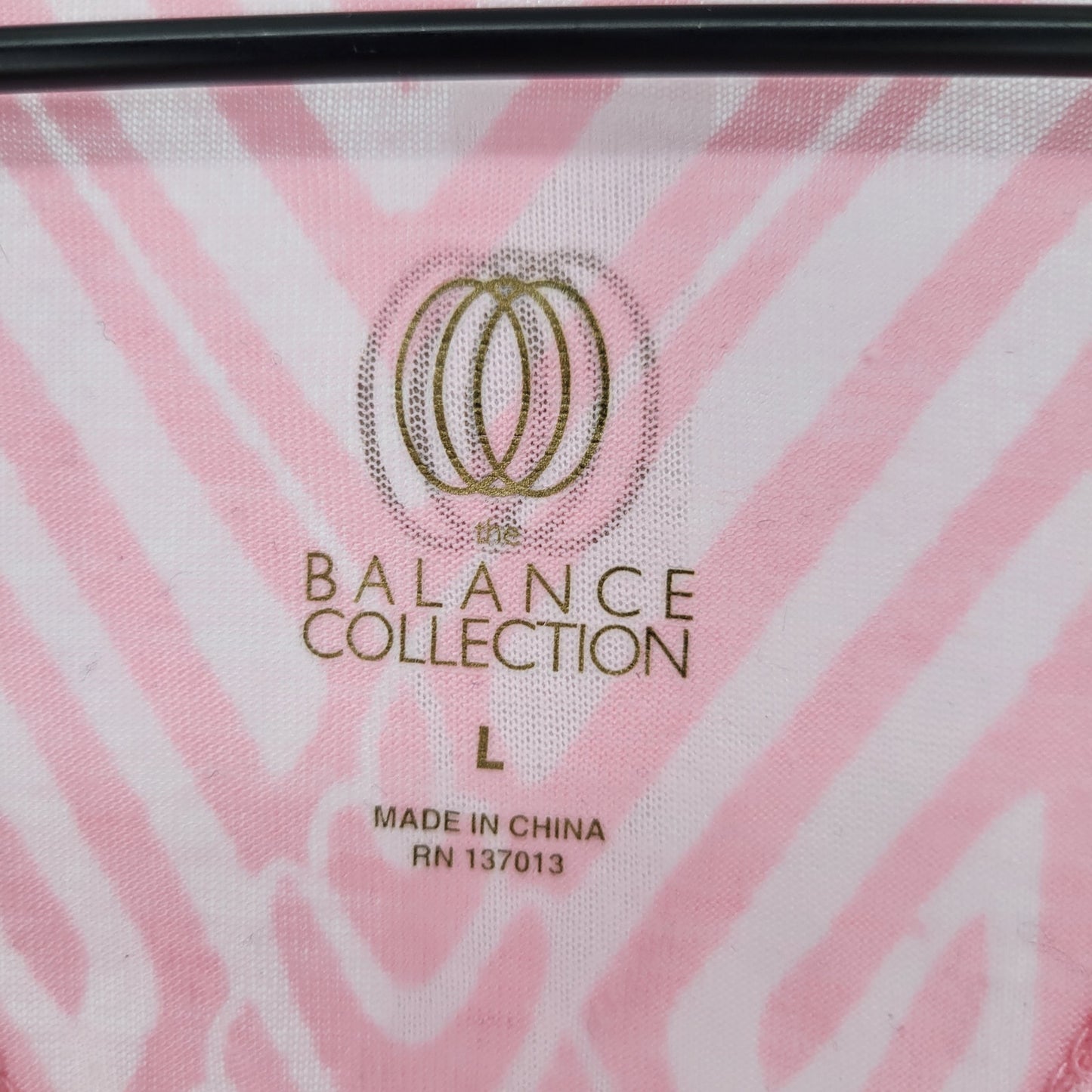 Balance Collection Womens Sz L Racerback Tank Top Light Pink White Chevron Print