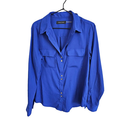 Ivanka Trump Womens Sz M Long Sleeve Button Up Shirt Royal Blue