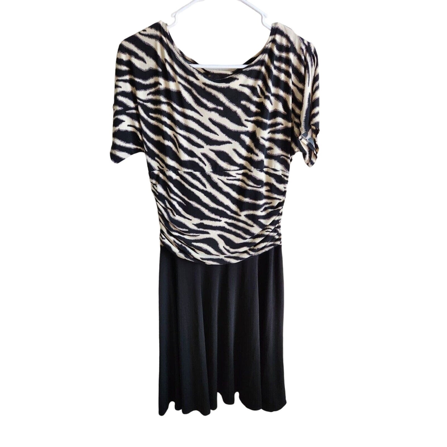 En Focus Studio Womens Sz 8 Midi Length A Line Dress Zebra Print Black White