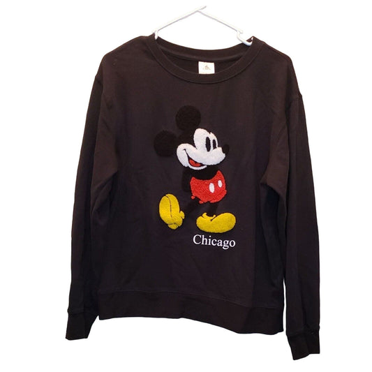 Rare Disney Chicago Womens Sz M Crewneck Sweatshirt Mickey Mouse Black