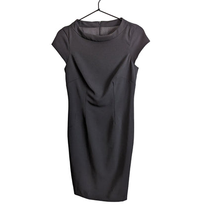 Vintage ABS Collection Womens Sz 2 Knee Length Sheath Dress Solid Black Career
