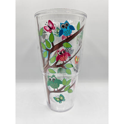 Tervis Insulated Plastic Tumbler NO LID Colorful Owl Print On Tree