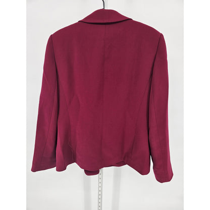 Le Suit Womens Sz 14 Double Breasted Suit Blazer Dark Pink Red Vintage