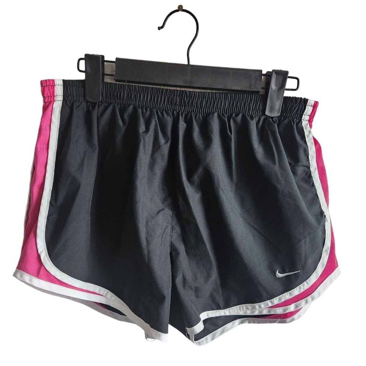 Nike Fit Dry Womens Sz M Running Athletic Shorts Lined Gray Pink