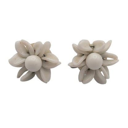 Vintage BARCS Silver TONE Amber Orange Glass CABOCHON Clip ON Earrings