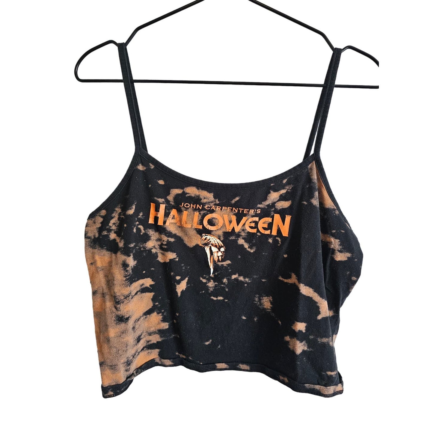 Hot Topic Womens Sz XL Cropped Tank John Carpenter Halloween Tie Dye Black