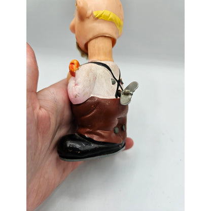 Vintage ALPS Happy Hillbilly Hobo Wind Up. Toy Plastic Tin Japan w/ Banjo